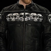 Savage Skulls Men's Motorcycle Leather Jacket Men's Leather Jacket First Manufacturing Company   