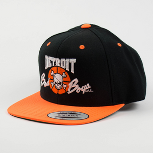 Officially Licensed Detroit Bad Boys Snap Back Hat - Black with Orange Bill