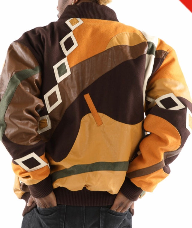 Men’s Abstract Wool & Faux Leather - Brown