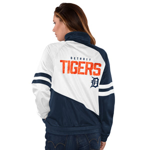 Women's MLB Detroit Tigers Track Jacket by Carl Banks - Navy Blue, White, and Orange (back)