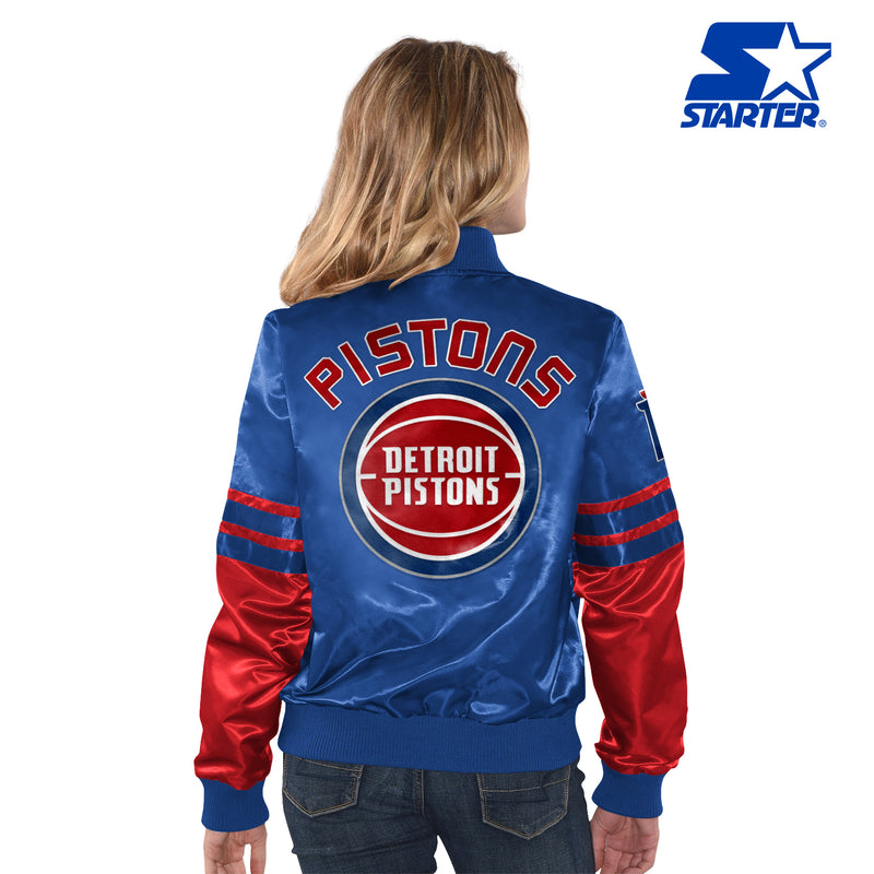 Authentic Licensed NBA Detroit Pistons Basketball Nylon Starter Jacket - Blue/Red (back)