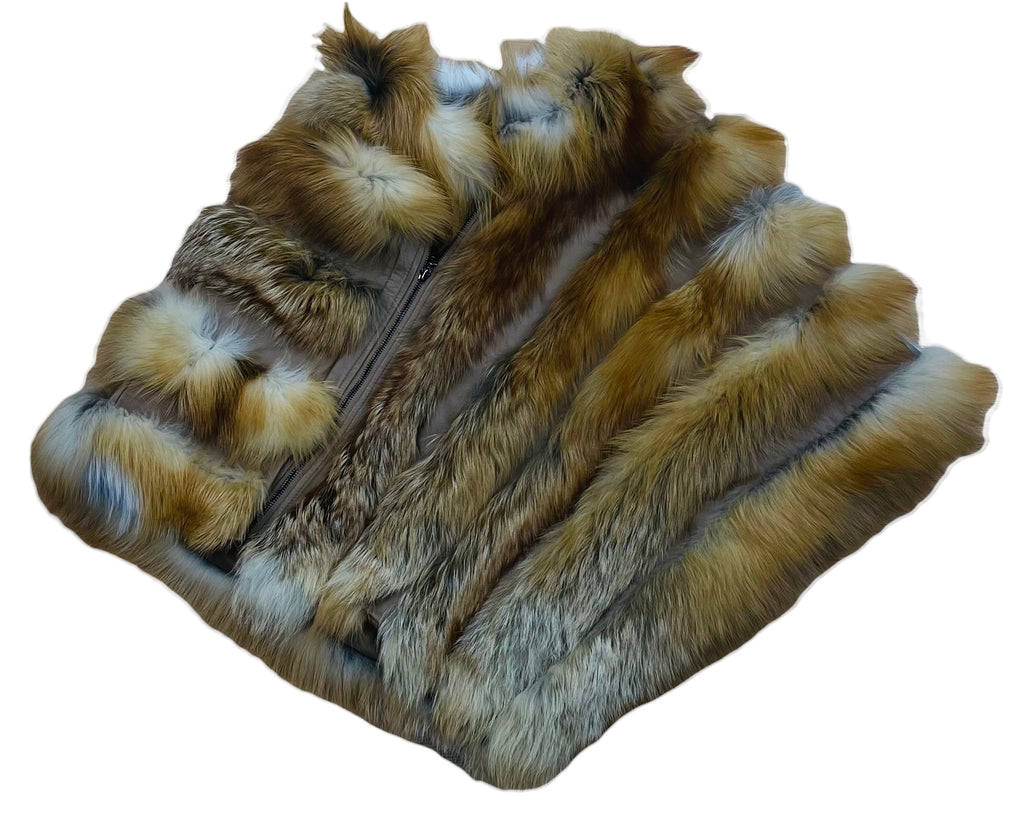 Ladies Fox Fur Poncho - Natural