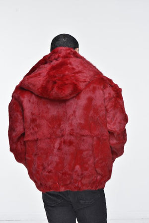 Men’s Rabbit Hooded Bomber Jacket - Red
