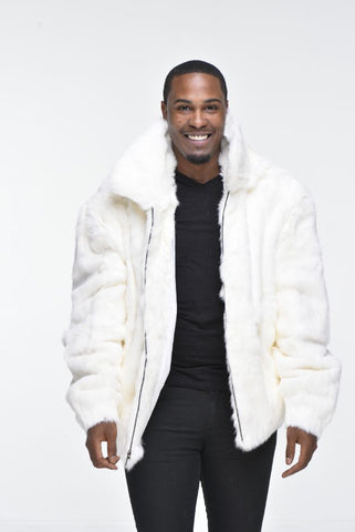 Men's Mink Fur Bomber Jacket with Hood – Black – DS Online