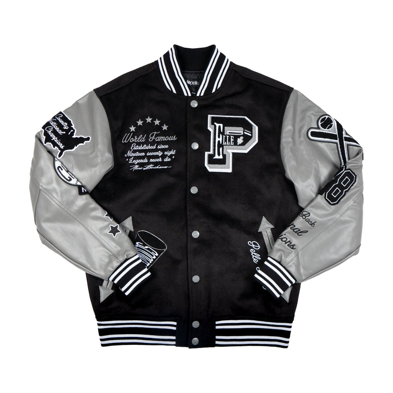 Pelle Pelle World Famous Wool and Leather Varsity Jacket - Black