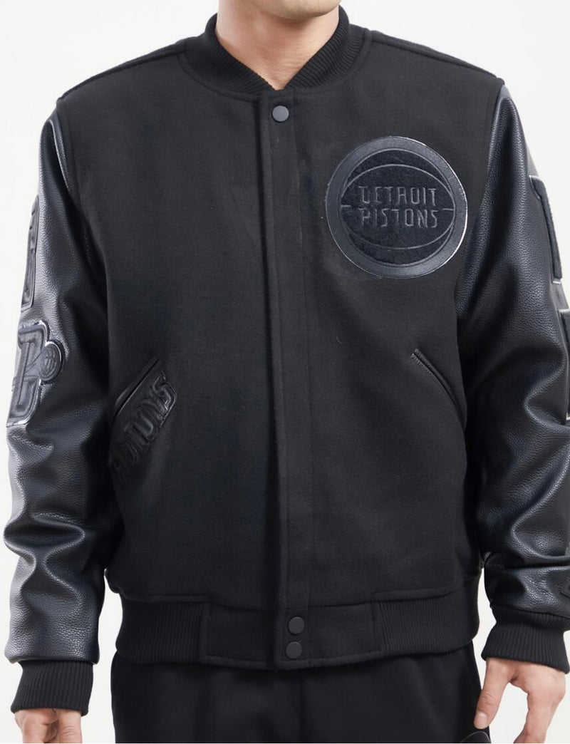 Pro Standard Detroit Pistons Varsity Jacket – Black on Black
