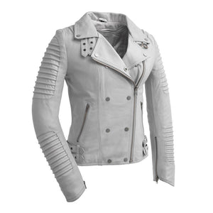 Queens Fashion Lambskin Leather Jacket Women's Jacket FMCo White XS 