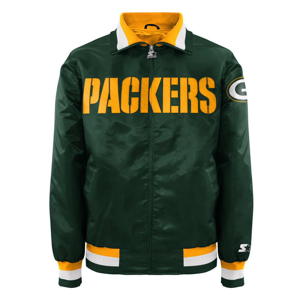 Starter Green Bay Packers Green Satin Zip Jacket