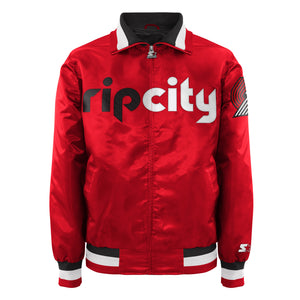 Starter Portland Trail Blazers Rip City Red Satin Zip Jacket
