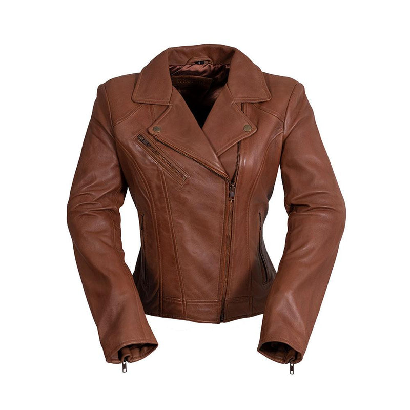 Betsy - Women's Fashion Lambskin Leather Jacket Women's Fashion Leather Jacket FMCo Whiskey XXS 