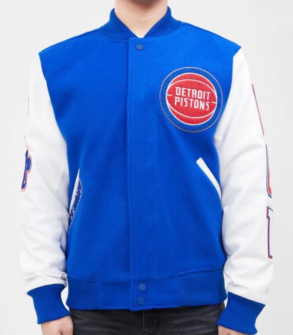 Pro Standard Detroit Pistons Varsity Jacket – Royal Blue and White