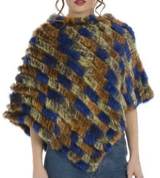 Ladies Knitted Rabbit Fur Poncho