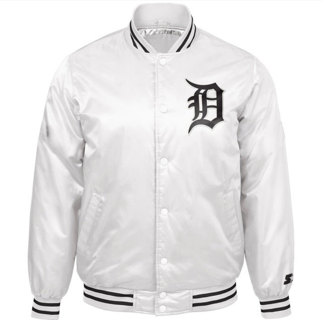 Detroit Tigers Two-Tone Wool and Leather Jacket - Navy/White