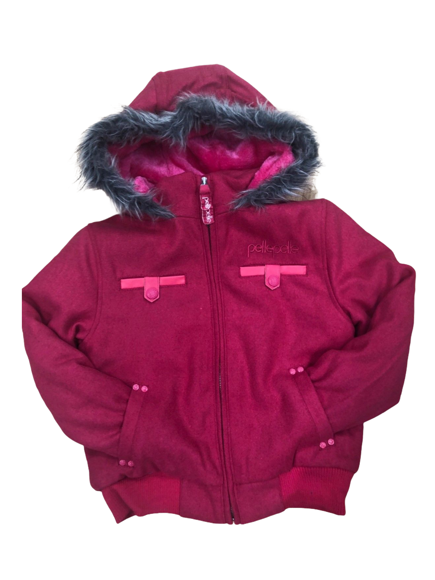Kids Pelle Pelle Wool Hooded Bomber Jacket pink DS Online