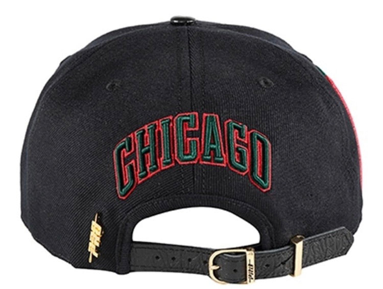 Chicago Bulls Pro Standard Strap Back Cap - Black/Red/Green