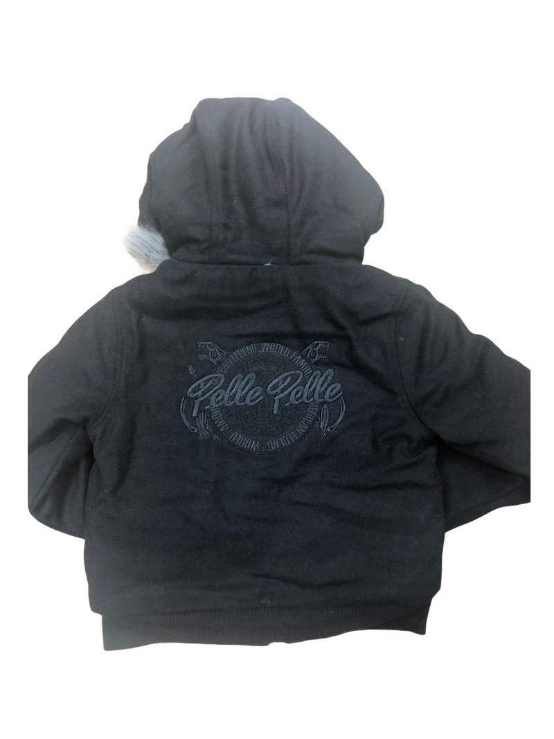 Kids Pelle Pelle Wool Hooded Bomber Jacket - black