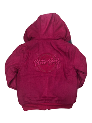 Kids Pelle Pelle Wool Hooded Bomber Jacket - pink