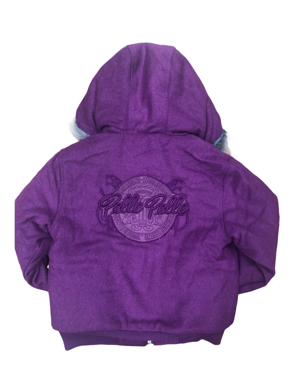 Kids Pelle Pelle Wool Hooded Bomber Jacket - purple
