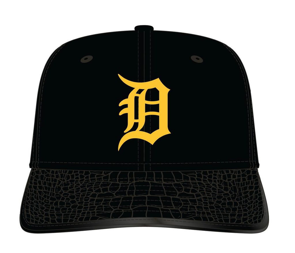 Detroit Tigers Pro Standard  Strap Back Cap Leather Brim Black/Gold