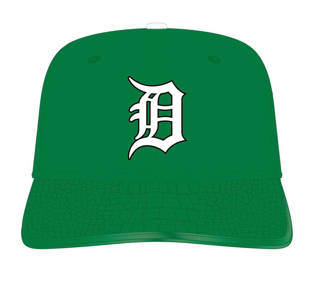Detroit Tigers Pro Standard  Strap Back Cap Leather Brim Green/White