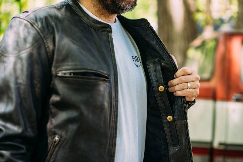 Indy Men's Motorcycle Leather Jacket - Antique Brown