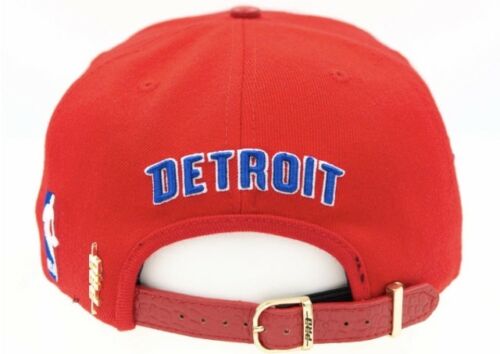 NBA Detroit Pistons Pro Standard Red Leather Adjustable Strap Back Hat (back) 